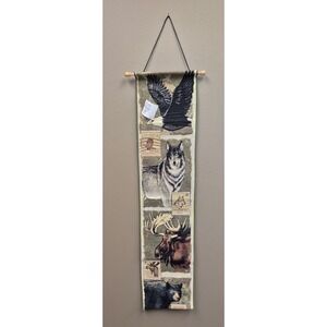 Send2Kat Wildlife Tapestry Wall Hanging Eagle Wolf Moose Bear Rustic Decor Art